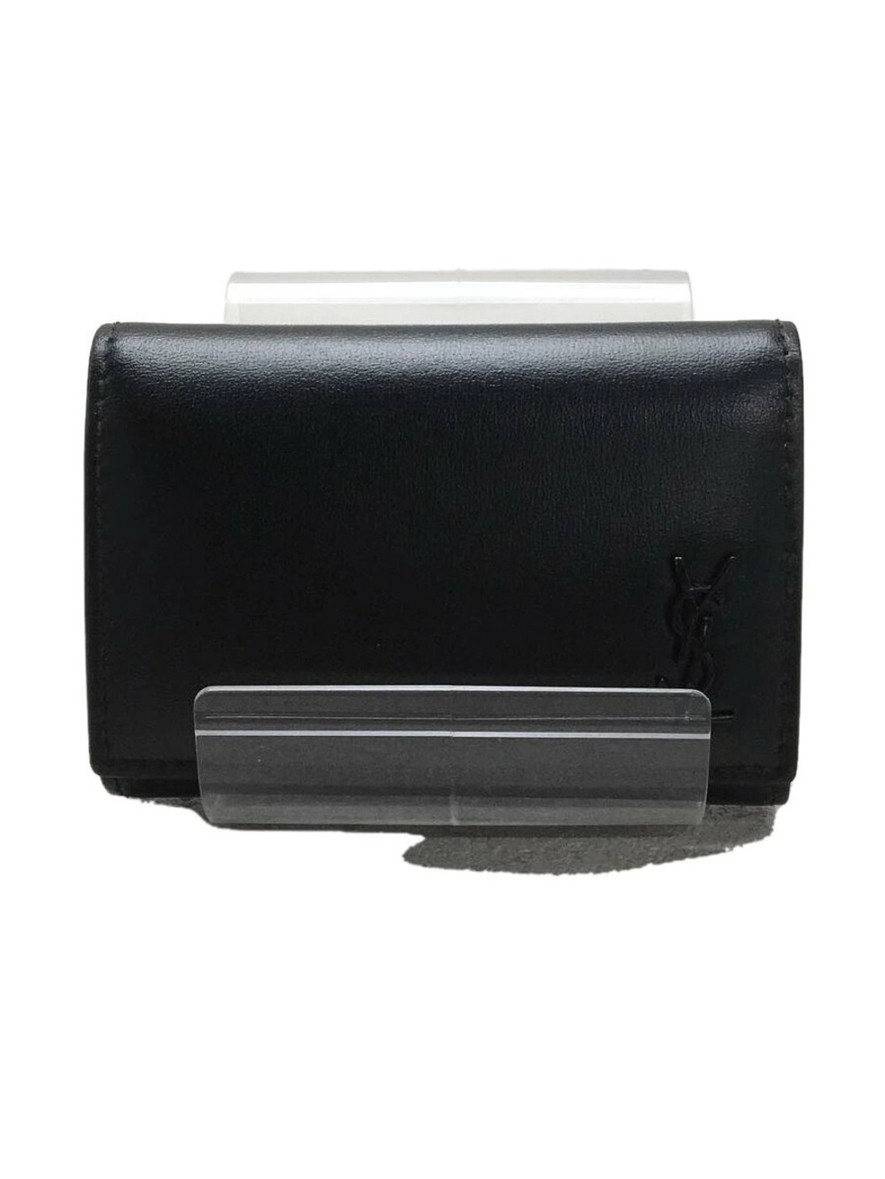 SAINT LAURENT Key Case Wallet Leather Black YSL Plate